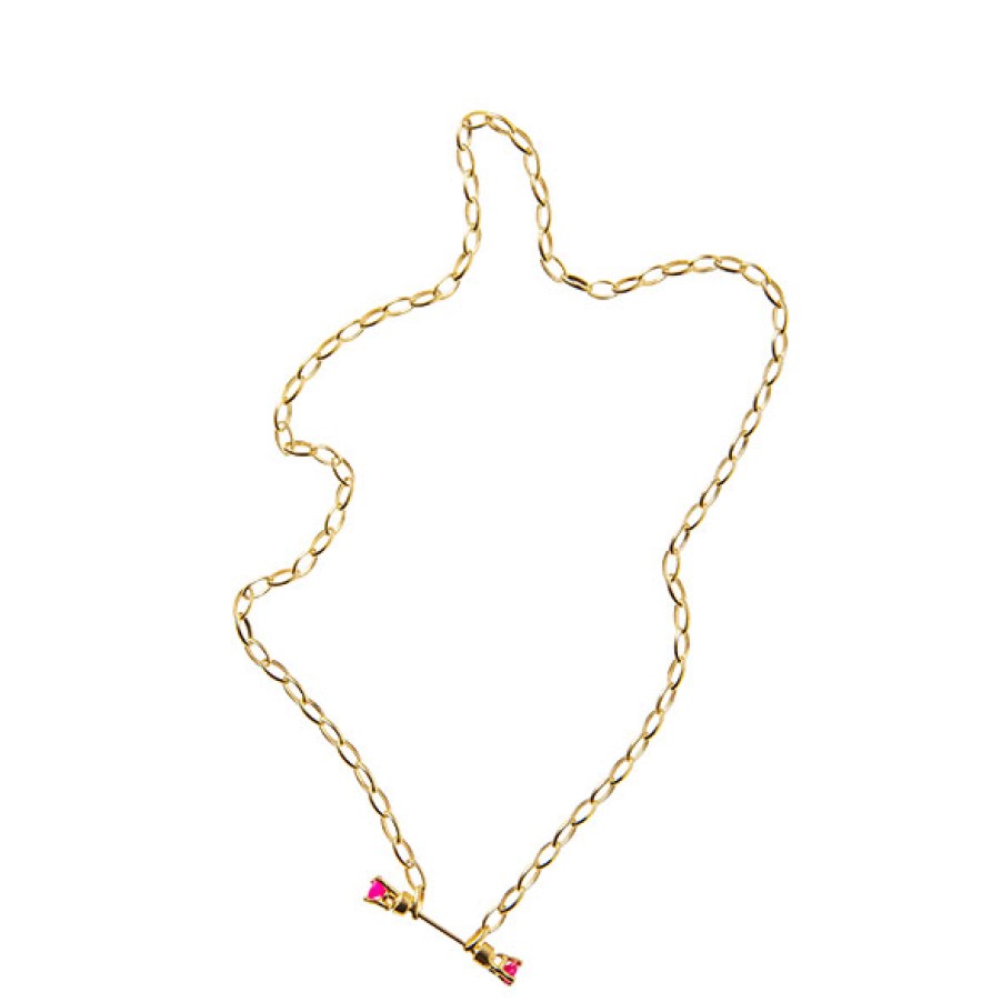 Accessoires BEATRIZ PALACIOS | Collier Chaine Perce Magenta - Beatriz Palacios