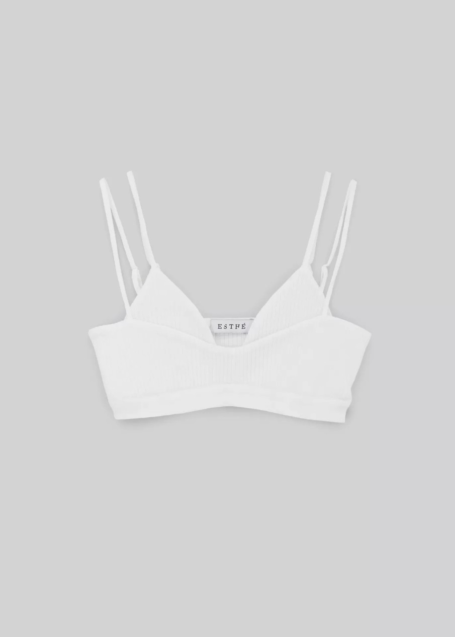 Madame ESTHÉ | Bralette Cotelee Double Epaisseur Blanc Casse - Esthe