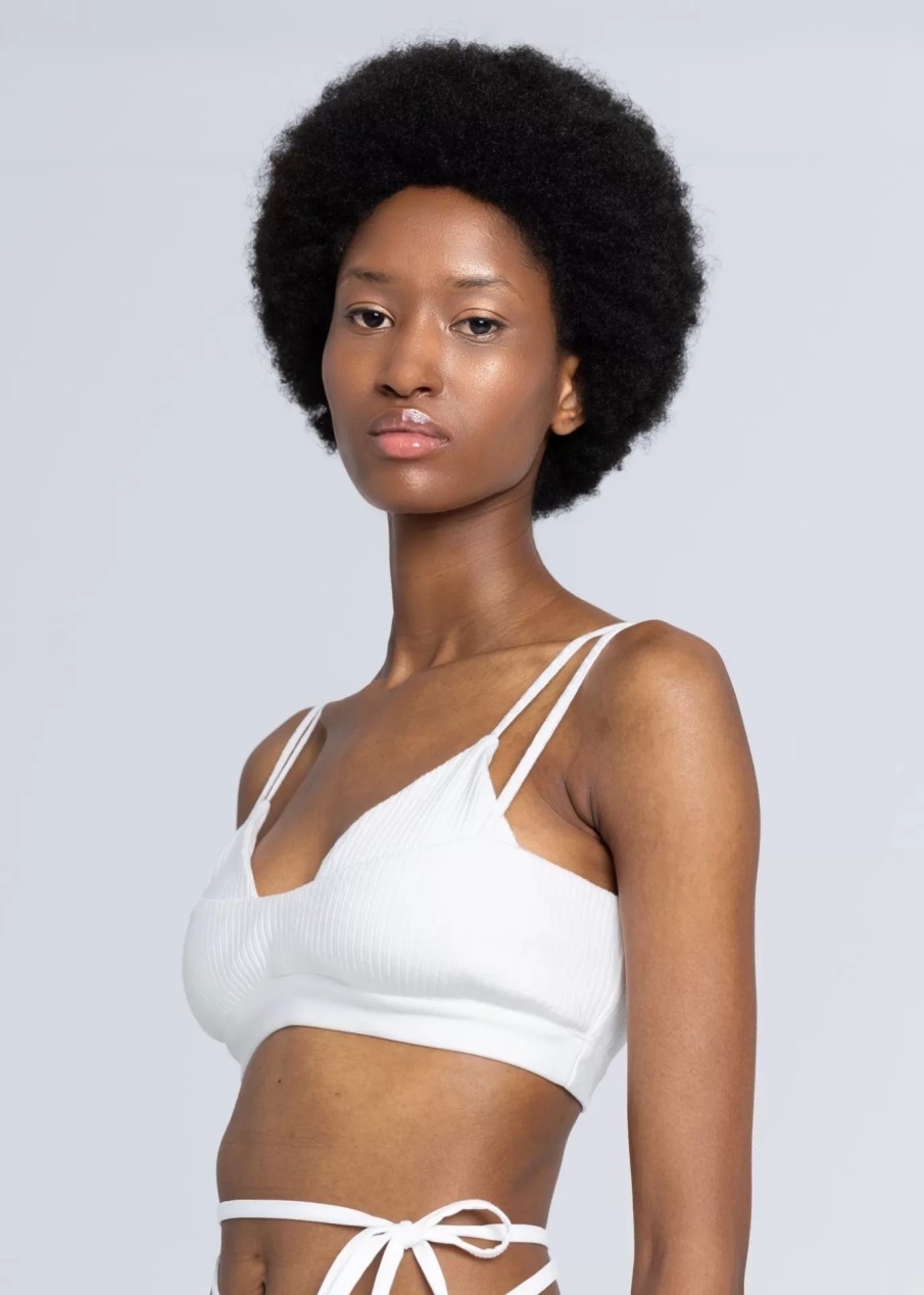 Madame ESTHÉ | Bralette Cotelee Double Epaisseur Blanc Casse - Esthe