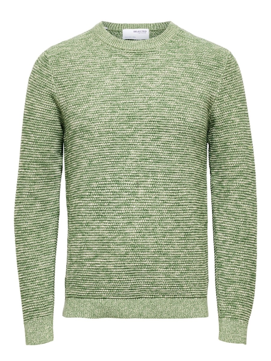 Homme JACK JONES | Slhvince Ls Knit Bubble Crew Neck Noos Vert Lint