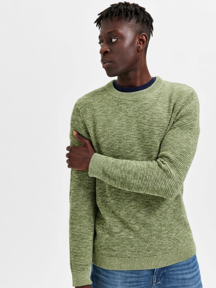 Homme JACK JONES | Slhvince Ls Knit Bubble Crew Neck Noos Vert Lint