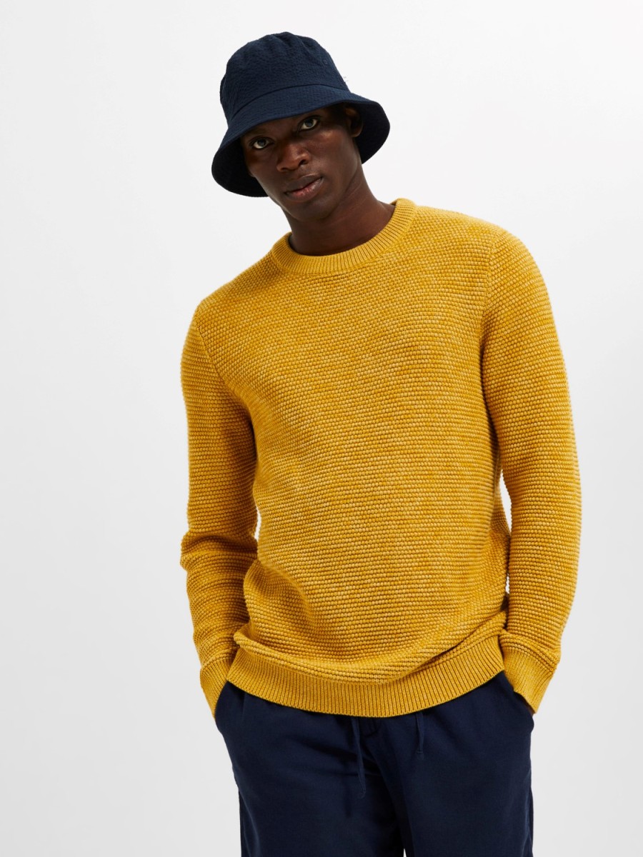 Homme JACK JONES | Slhvince Ls Knit Bubble Crew Neck Noos Jaune